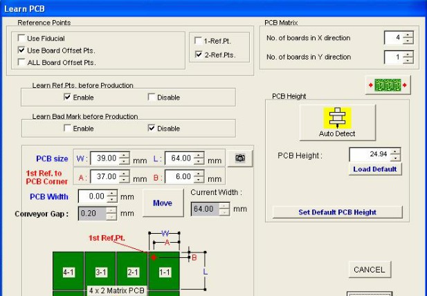 貼片機PCB設(shè)置界面
